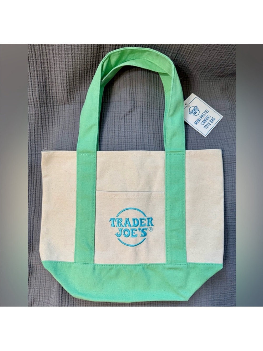 BNWT Trader Joe's Pastel Mini Tote - Green